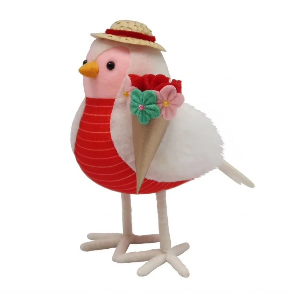 Target Fabric Valentine's Day Bird Figurine Holding Flowers